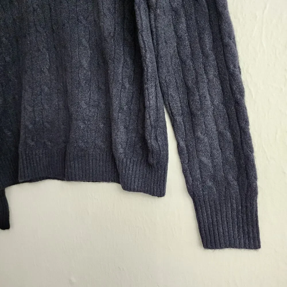 J. Crew Cable Knit Mockneck Sweater in Extra Soft Yarn | Black Size Small